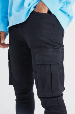 Skinny Stretch Cargo Jean | BoohooMAN UK