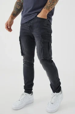 Skinny Stretch Cargo Jean | BoohooMAN UK