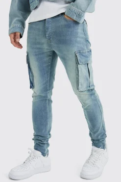 Skinny Stretch Cargo Jean | BoohooMAN UK