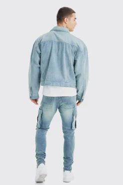 Skinny Stretch Cargo Jean | BoohooMAN UK