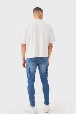 Skinny Stretch Cargo Jean | BoohooMAN UK