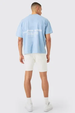 Skinny Stretch Denim Shorts In White | BoohooMAN UK