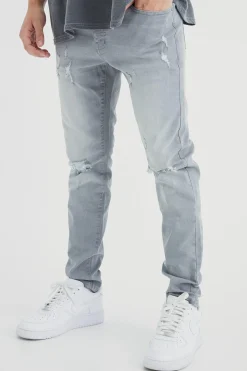 Skinny Stretch Extreme Knee Rip Jeans | BoohooMAN UK