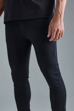 Skinny Stretch Flare Jeans In True Black | BoohooMAN UK