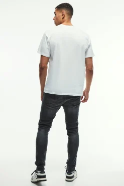 Skinny Stretch Knee Rip Paint Splatter Jeans | BoohooMAN UK