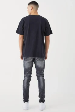 Skinny Stretch Rip & Repair Self Fabric Jeans | BoohooMAN UK