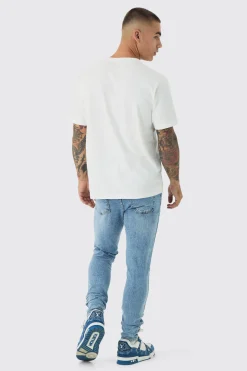 Skinny Stretch Rip & Repair Paint Splatter Jeans | BoohooMAN UK