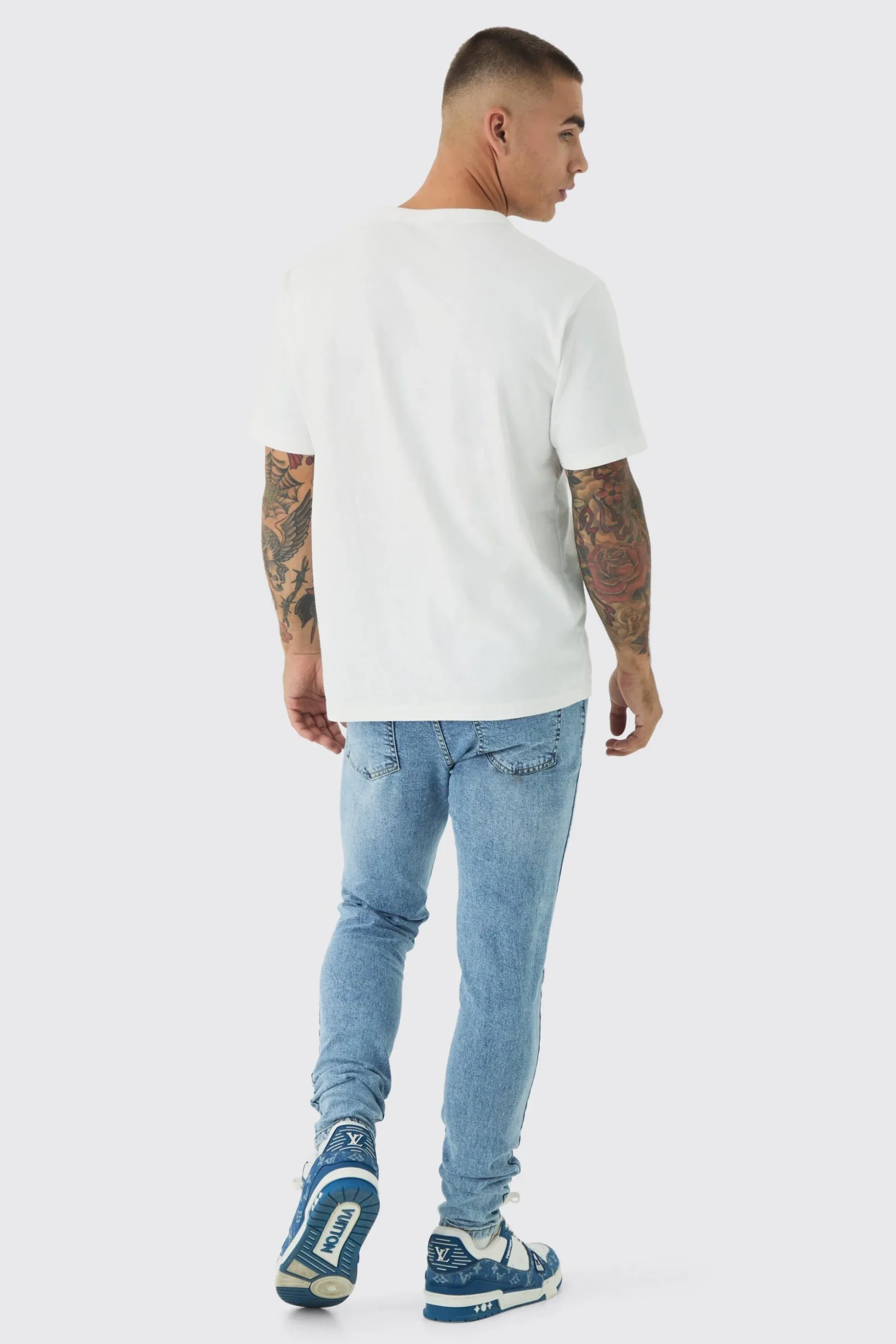 Skinny Stretch Rip & Repair Paint Splatter Jeans | BoohooMAN UK