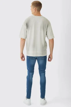 Skinny Stretch Rip & Repair Paint Splatter Jeans | BoohooMAN UK