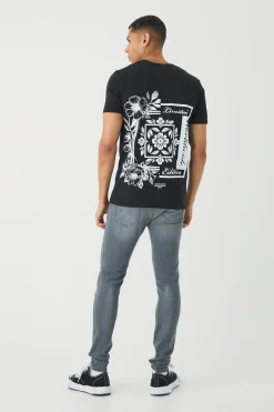 Skinny Stretch Rip & Repair Paint Splatter Jeans | BoohooMAN UK