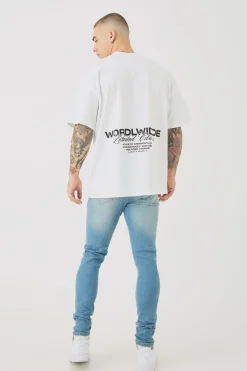 Skinny Stretch Ripped Bandana Jeans In Light Blue | BoohooMAN UK