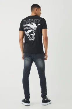 Skinny Stretch Ripped Paint Splatter Jeans | BoohooMAN UK