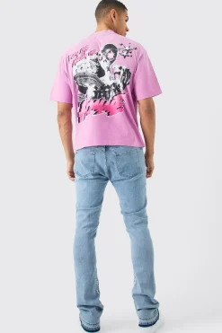 Skinny Stretch Stacked Distressed Embroidered Gusset Jeans | BoohooMAN UK
