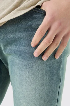 Skinny Stretch Stacked Jean In Antique Blue | BoohooMAN UK