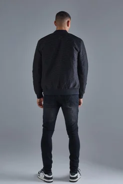 Skinny Stretch True Black Pu Biker Rip & Repair Jeans | BoohooMAN UK