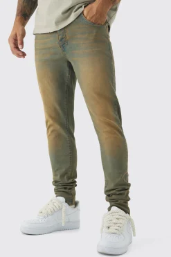 Skinny Stretch Washed Tinted Jeans | BoohooMAN UK