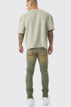 Skinny Stretch Washed Tinted Jeans | BoohooMAN UK
