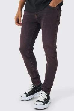 Skinny Stretch Washed Tinted Jeans | BoohooMAN UK
