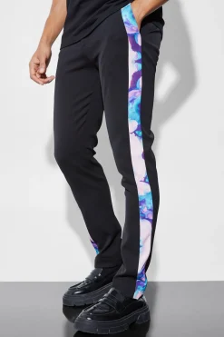 Skinny Tailored Trousers With Blurred Side Tape | BoohooMAN UK