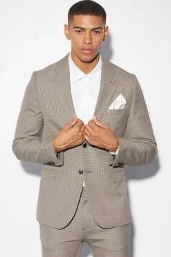 Skinny Textured Suit Jacket | BoohooMAN UK