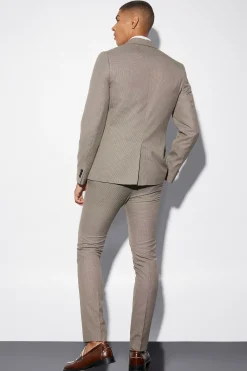 Skinny Textured Suit Jacket | BoohooMAN UK