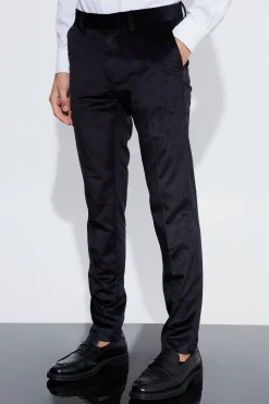 Skinny Velvet Suit Trousers | BoohooMAN UK