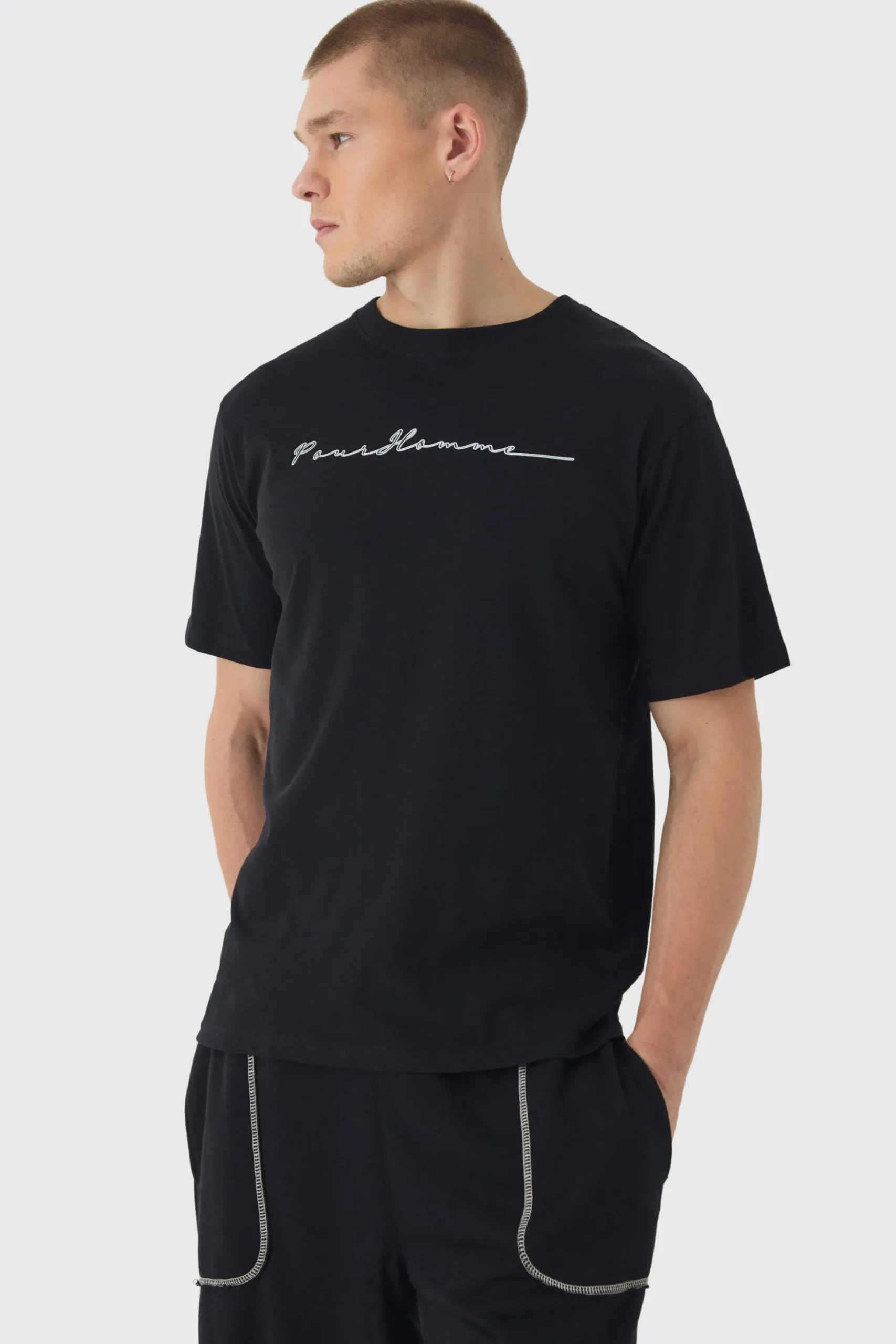 Skull Line Drawing Printed T-Shirt | BoohooMAN UK