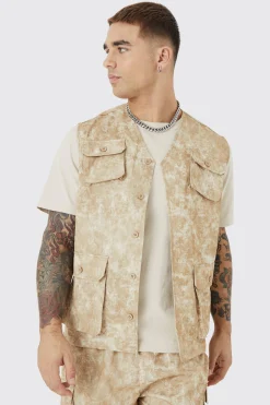 Sleeveless Cargo Utility Vest | BoohooMAN UK