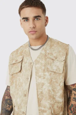 Sleeveless Cargo Utility Vest Set | BoohooMAN UK