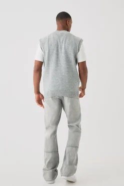 Sleeveless Knitted Zip Through Bomber | BoohooMAN UK