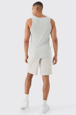 Slim Acid Washed Man Signature Ribbed Vest | BoohooMAN UK