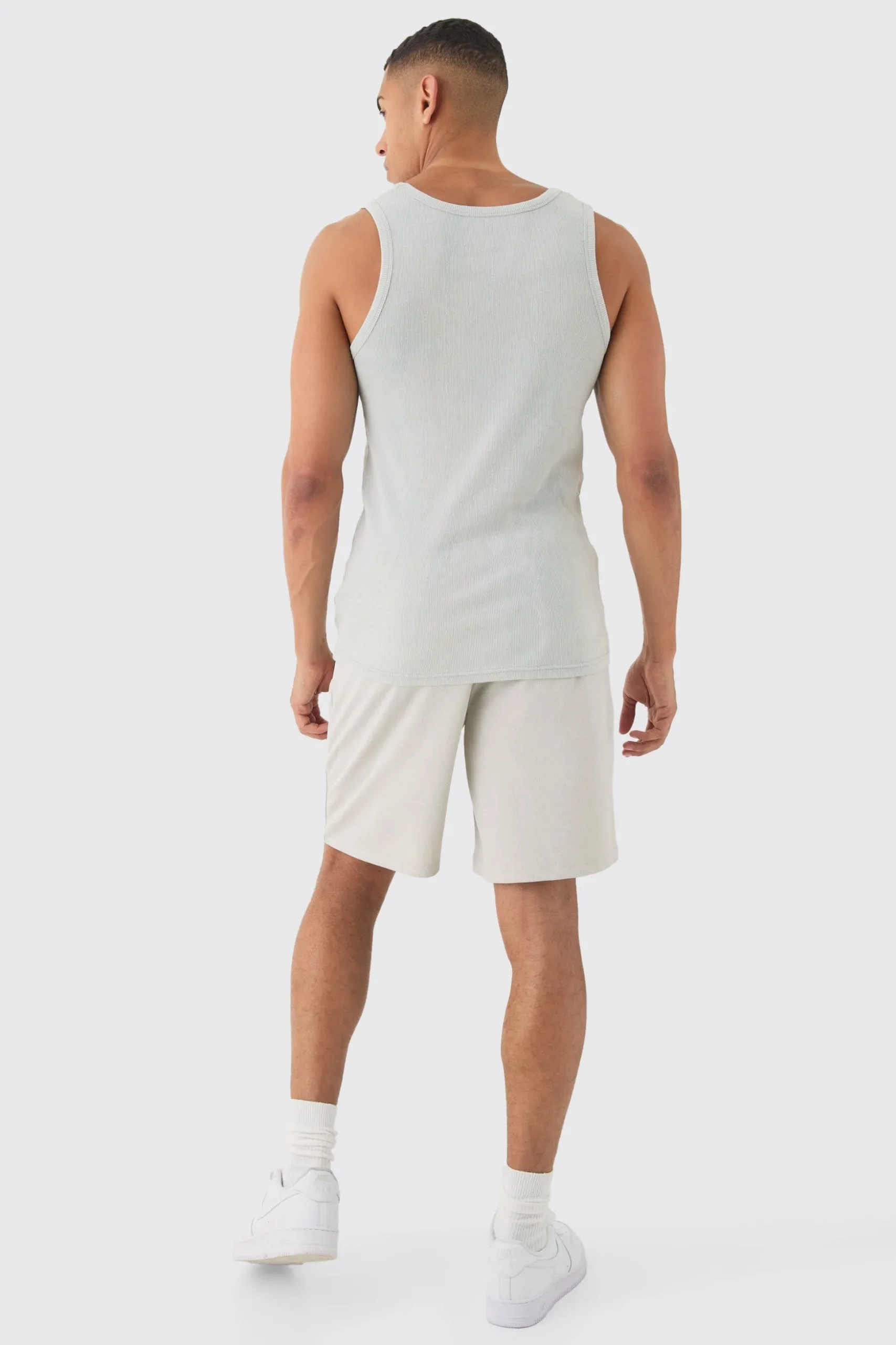 Slim Acid Washed Man Signature Ribbed Vest | BoohooMAN UK