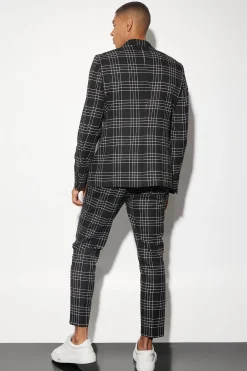 Slim Check Suit Jacket | BoohooMAN UK