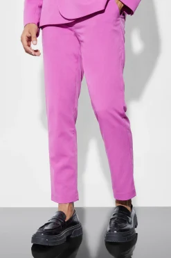 Slim Crop Crinkle Suit Trousers | BoohooMAN UK