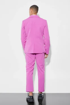 Slim Crop Crinkle Suit Trousers | BoohooMAN UK