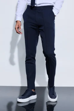Slim Crop Pintuck Smart Jogger Trouser | BoohooMAN UK