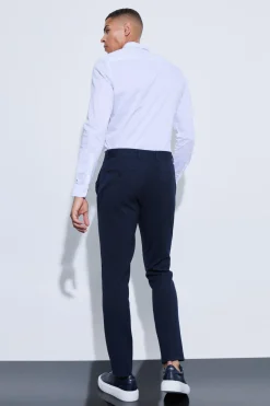 Slim Crop Pintuck Smart Jogger Trouser | BoohooMAN UK