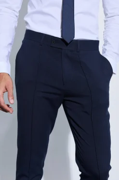 Slim Crop Pintuck Smart Jogger Trouser | BoohooMAN UK