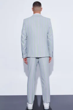 Slim Crop Wide Stripe Suit Trouser | BoohooMAN UK