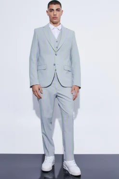 Slim Crop Wide Stripe Suit Trouser | BoohooMAN UK
