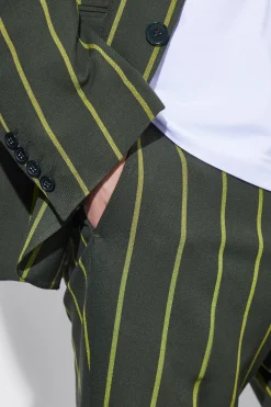 Slim Crop Wide Stripe Suit Trouser | BoohooMAN UK