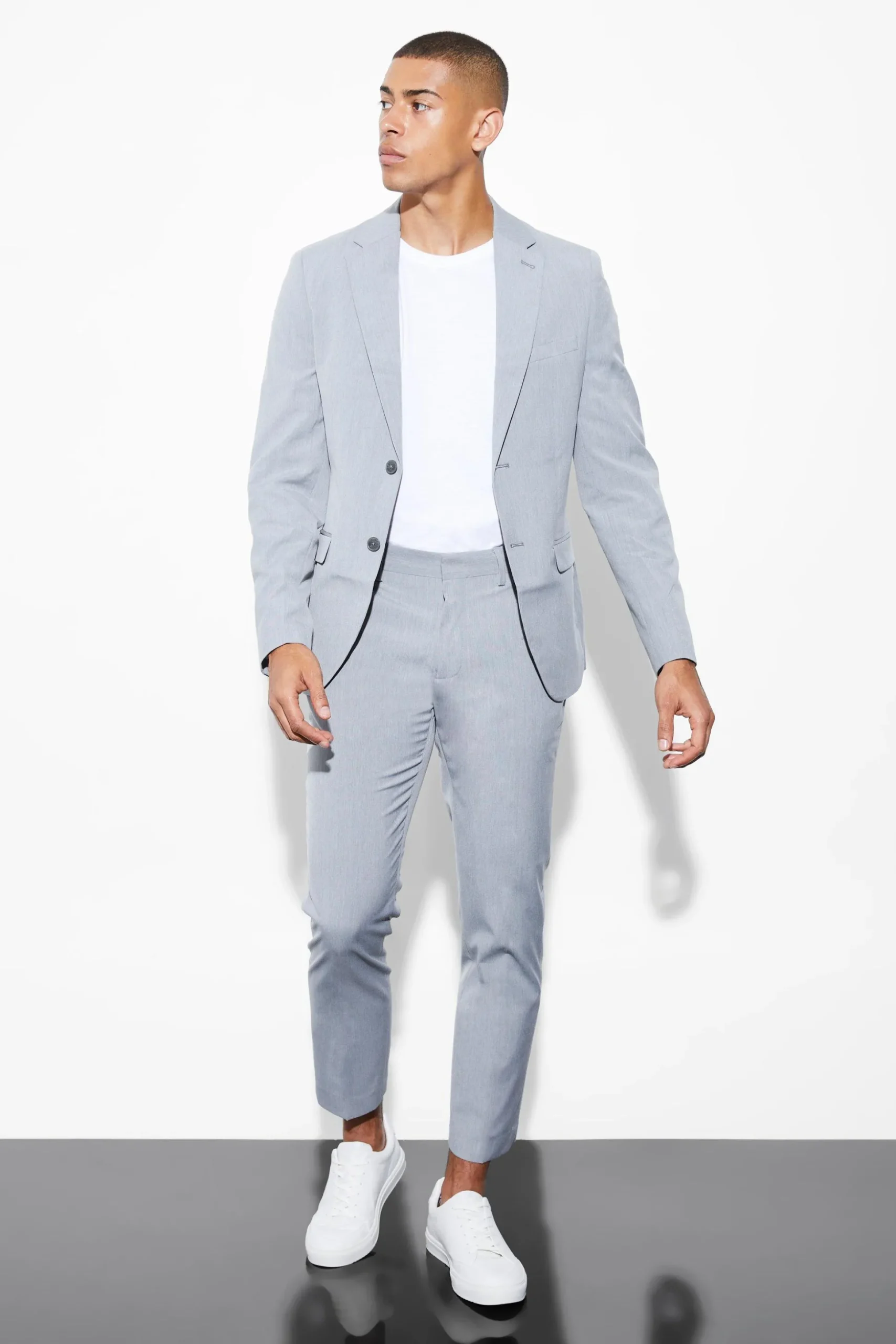 Slim Cropped Suit Trousers | BoohooMAN UK