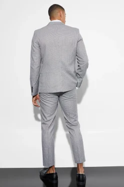 Slim Dogtooth Crop Suit | BoohooMAN UK