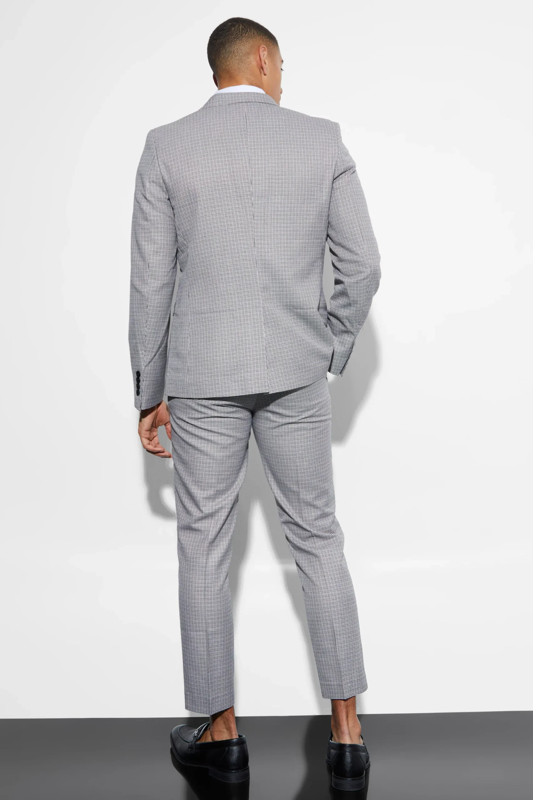 Slim Dogtooth Crop Suit | BoohooMAN UK