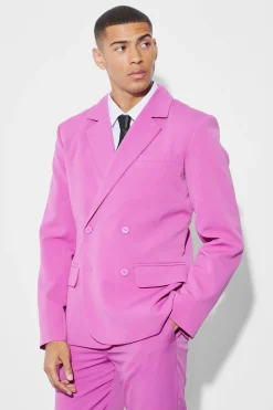 Slim Double Breasted Crinkle Suit | BoohooMAN UK