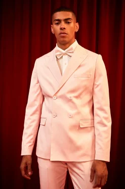 Slim Double Breasted Satin Suit Jacket | BoohooMAN UK