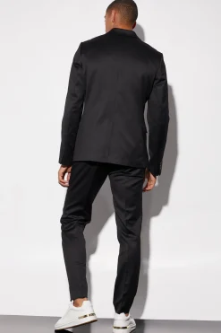 Slim Double Breasted Satin Suit Jacket | BoohooMAN UK