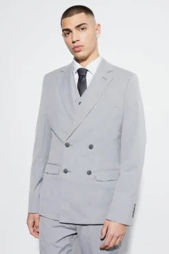 Slim Double Breasted Suit Jacket | BoohooMAN UK