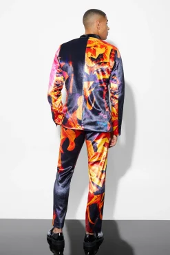 Slim Double Breasted Velour Suit Jacket | BoohooMAN UK
