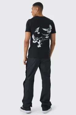 Slim Dove Back Print T-Shirt | BoohooMAN UK